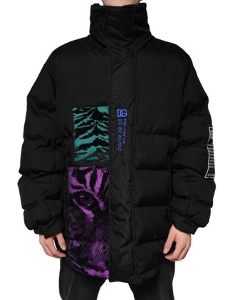 Dolce & Gabbana Black Nylon Puffer Men Full Zip Jacket Cotton Clothing