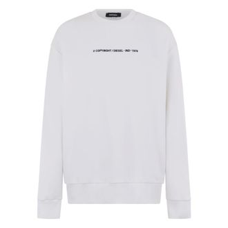 Diesel Sweatshirts, male, White, Size: 2XL Cotton hoodie with embroidery