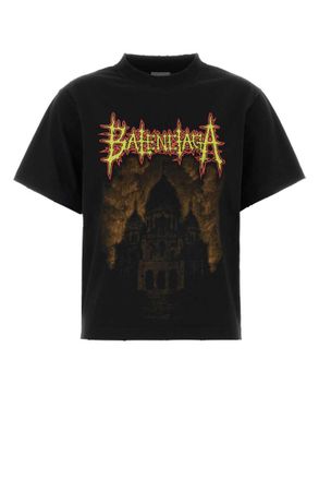 Balenciaga Black Graphic Crew Neck T-Shirt