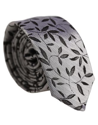 Dolce & Gabbana Leaf-Pattern Silk Necktie - Gray