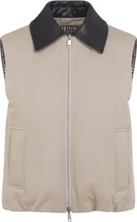 Brunello Cucinelli Beige Shirt Collar Reversible Jacket