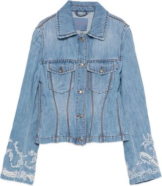 Ermanno Scervino embroidered denim jacket - women - Cotton/Linen/Flax/Viscose - 42 - Blue