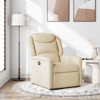 vidaXL Poltrona Reclinabile in Tessuto Crema - Vidaxl