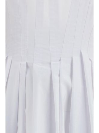 Max Mara Womens Long Giro Dress Optical White Cotton
