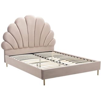 Vente-Unique Vente-unique - Letto conchiglia 140 x 190 cm Velluto Beige - livaya