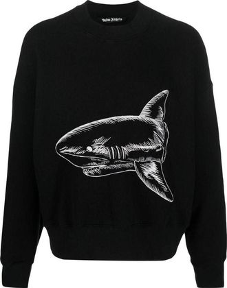 Palm Angels Split Shark Crew Black White PMBA026S23FLE0061003