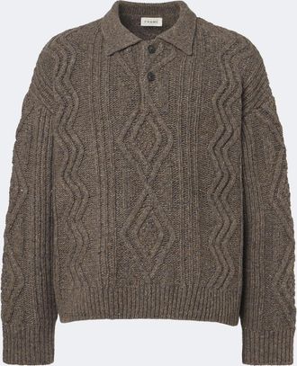 Frame Denim Pullover polo in misto lana e alpaca a trecce