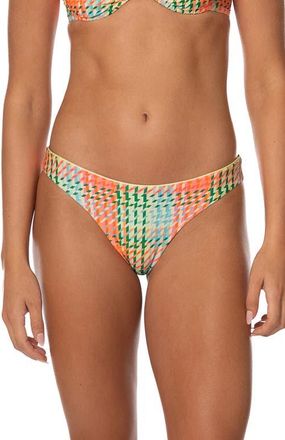 Maaji Dreamy Grid Iconic Reversible Bikini Bottoms in Open Green at Nordstrom, Size X-Small