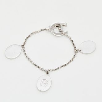 Aigner Crystals Mother Of Pearl Silver Tone Metal Bracelet