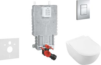 GROHE Uniset - M&oacute;dulo De Instalaci&oacute;n En Pared, Taza Y Asiento Subway 2.0, Directflush, Softclose, Ceramicplus Y Bot&oacute;n Skate Cosmo, Cromo 38643set-ki