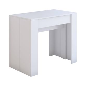 Dmora Consola Extensible Maclodio, Transformable En Mesa De Comedor, Ahorra Espacio Y Extensible Hasta 237 Cm, 90-237x76,6x90 Cm, Efecto Madera Blanca - Dmo