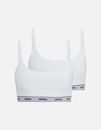 HUGO BOSS Womens 2-Pack Classic Logo Bralettes, White - Size: 18/16