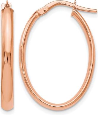 Diamond2Deal 10K Rose Gold Oval Shape Hoop Earrings