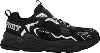 Plein Sport Schoenen, unisex, Zwart, 44 EU, Leer, Track-King Mag Lo-top Sneakers