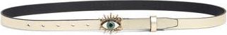 Kurt Geiger 20mm Metallic Evil Eye Leather Belt in Pale Gold Antique Brass at Nordstrom Rack, Size X-Small/small