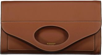Burberry Womens Mini Pocket Leather Clutch Bag - Brown - Size: UNI