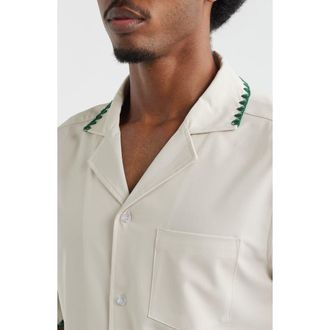 MAVRANS Golf Ball Stitch Weekend Camp Shirt in White at Nordstrom, Size Xx-Large