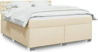 vidaXL Cama Box Spring Con Colch&oacute;n Tela Color Crema 180x200 Cm Vidaxl