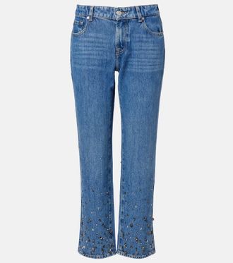7 For All Mankind Calie embellished cropped straight jeans
