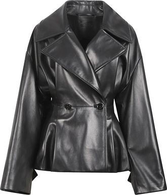 Balenciaga Gevouwen Korte Trenchcoat - Dames - Leren en Su&egrave;de Jassen - Zwart - S - Katoen - Jassen