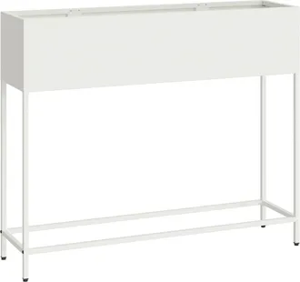 vidaXL Vaso Da Giardino Rialzato Bianco 100 X 26 X 82 Cm Acciaio Vidaxl
