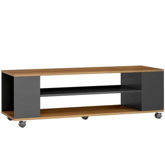 HOMCOM Mueble de tv 120x40x38,5 cm nogal y negro