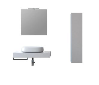 Aquadesign Mueble de ba&ntilde;o de 5 piezas en melamina blanca