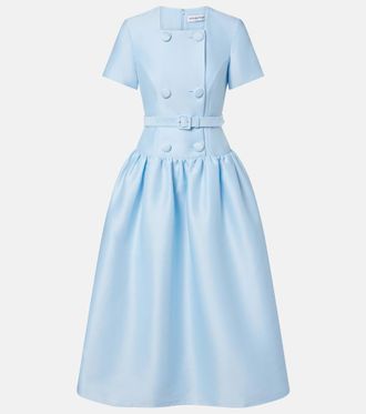 Self Portrait Belted taffeta midi dress