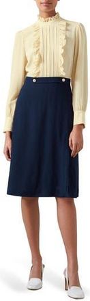 L.k. Bennett Tish Long Sleeve Crepe Dress in Blue/Cream at Nordstrom Rack, Size 4 Us / 8 Uk