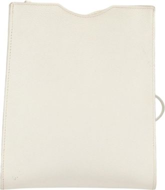 Herm&egrave;s Onimaitou Handbag Leather White Leather Bag (Pre-Owned)