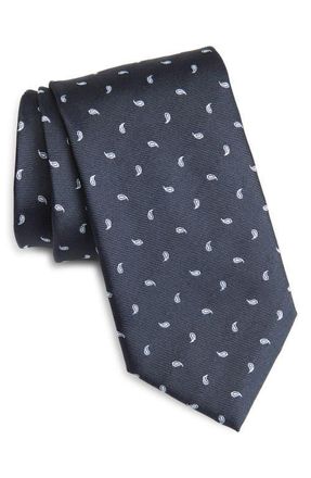 BOSS Paisley Silk Tie in Dark Blue at Nordstrom
