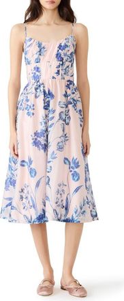 Steve Madden Talita Floral Faux Pearl Detail Midi Dress in Pink Tulle at Nordstrom, Size 16
