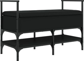 vidaXL Vidaxl - Banco Zapatero Madera De Ingenier&iacute;a Negro 85,5x42x57,5 Cm