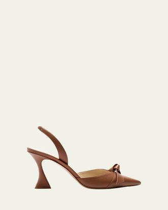 Alexandre Birman Clarita Bell Leather Bow Slingback Pumps