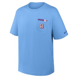 Nike Atlanta Braves City Connect 2-Hit Max90 Pocket Nike Mens MLB T-Shirt in Blue | 04T74NAAW-QUY
