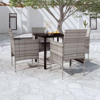 vidaXL Juego De Comedor Para Jard&iacute;n 5 Piezas Con Cojines Gris Y Negro Vidaxl