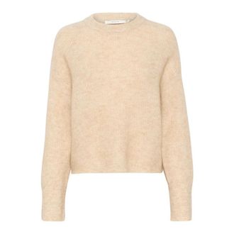 Gestuz Gezellig Gebreide Trui - Faune Melange - Dames - Ronde hals truien - Beige - XS - Wol - Truien & Vesten