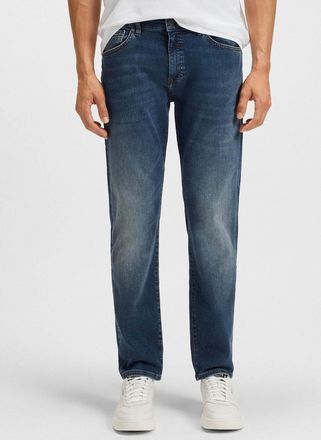 HUGO BOSS Mens BOSS Orange Re.Maine Mens Regular-Fit Jeans in Super-Stretch Denim - Navy 411 - Size: 34/34
