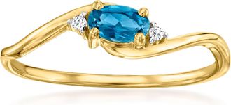RS Pure by Ross-Simons London Blue Topaz Ring With Diamonds in 14kt Yellow Gold