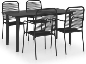vidaXL Set De Comedor De Jard&iacute;n De 5 Piezas Vidrio Y Acero Negro Vidaxl