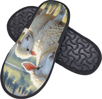 Generic Sliders Sheeps Faux Fur Slippers Reusable Cotton Slippers For Adult Home Hotel M