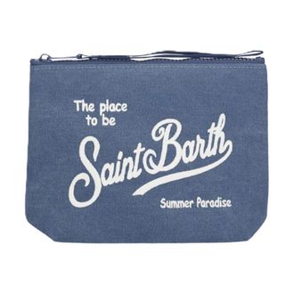 MC2 Saint Barth Clutches, female, Blue, Size: ONE SIZE Aline Canvas Clutch