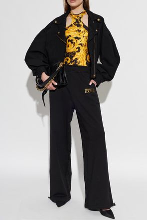 Versace Jeans Couture Short Jacket With Belt, Womens, Black