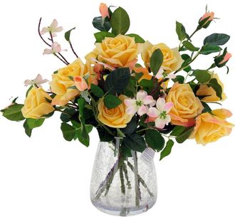 Mark Roberts Roses in Crackle Vase in Yellow at Nordstrom