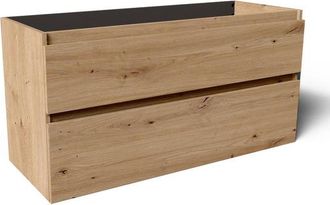 Saniclass Vita Badkamermeubelset - 120x60x46cm -2 lades - greeploos - 2 wasbakken - 2 kraangaten - overloop - keramiek - rustiek eiken