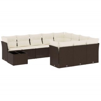 vidaXL Set De Sof&aacute;s De Jard&iacute;n 11 Pzas Cojines Rat&aacute;n Sint&eacute;tico Marr&oacute;n Vidaxl