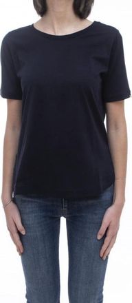 Herno Marineblauwe T-shirt met ronde hals - Dames - T-shirts - Blauw - L - Katoen - Tops