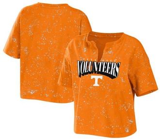 WEAR by Erin Andrews Womens WEAR by Erin Andrews Tennessee Orange Tennessee Volunteers Bleach Wash Splatter Cropped Notch Neck T-Shirt at Nordstrom, Size Xx-Large