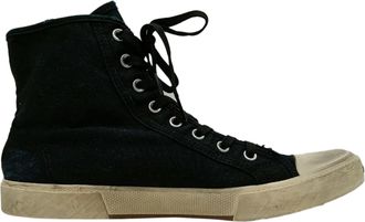 Balenciaga Pre-owned Mens Paris High Top Sneakers in Navy Blue Canvas - Mocha Rubber - Size EU 45