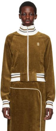 Kijun Brown Embroidered-Logo Track Jacket